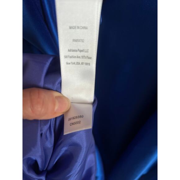 ADRIANNA PAPELL ARCADIA SLEEVELESS HIGH LOW BALL GOWN YVES BLUE SIZE 8 NWT - Picture 15 of 15